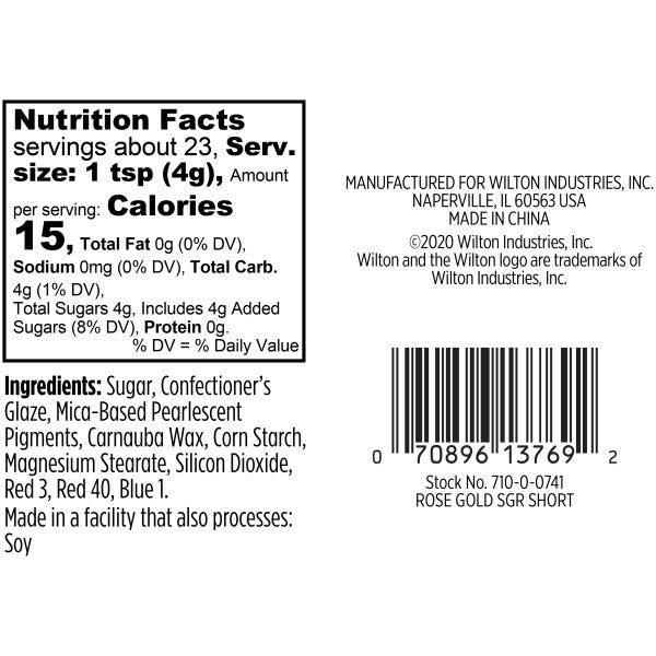 Wilton Rose Gold Sanding Sugar Sprinkles, 3.17 oz.