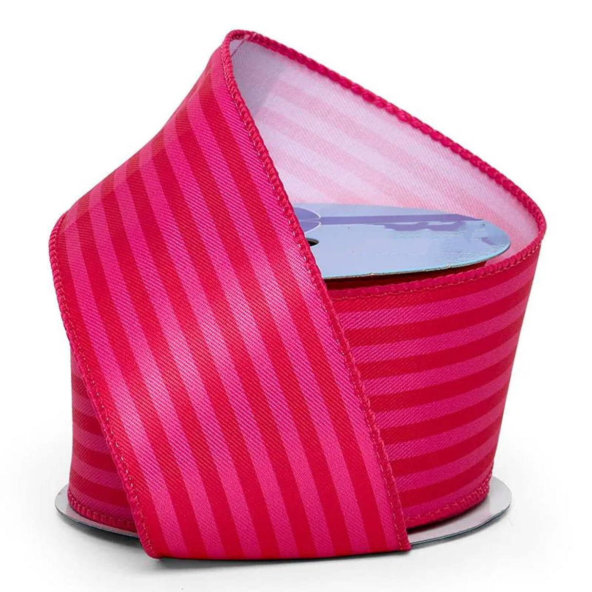 Bright Pinstripes On Wired Ribbon 2 1/2 '' X 10 yd Hot Pink Color 1 / roll