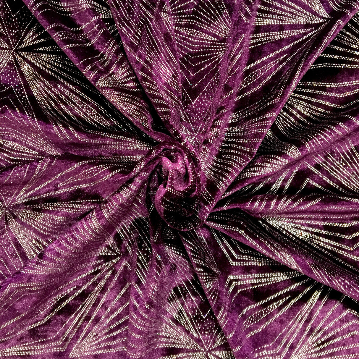 Stretch Velvet Fabric - Diagonal Glittery Design, Plum And Black, 58/60" Width