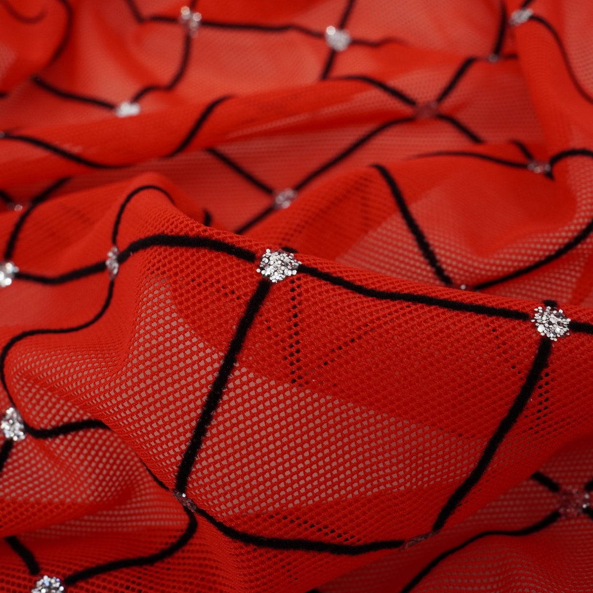 Diamonds Flocked Stretch Mesh