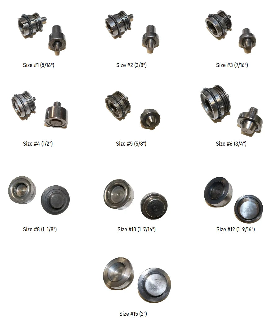 Press Die Set Heavy-Duty for Grommets, Snaps & Rivets - Machine Compatible