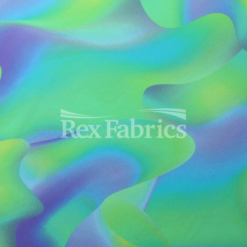Disco Camo Nylon Spandex Fabric - Cool Combo Green, Warm Combo Pink, Watercolor Camo Print, 58/60" Width (1 Yard)