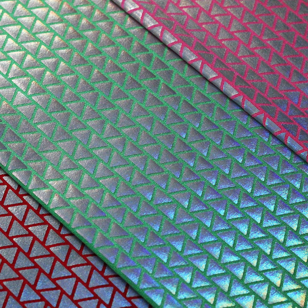 Disco Diamond Nylon Spandex Fabric - Hologram Triangle Print, 58/60" Width (1 Yard)