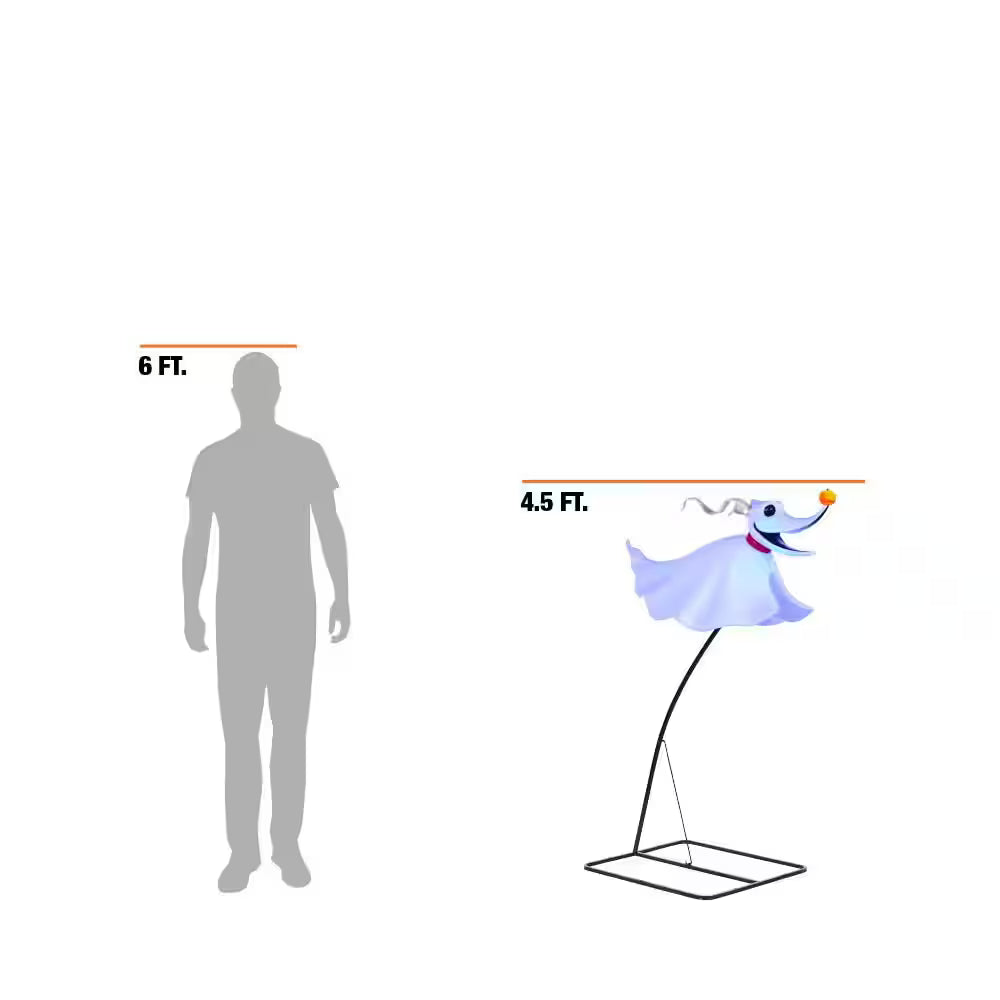 LED Zero Halloween Decoration with Light Up Pumpkin Nose 4.5 Feet