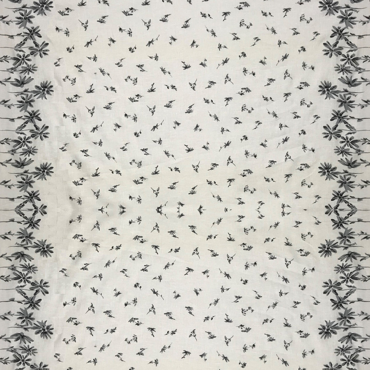 Linen Double Border Floral Print Fabric