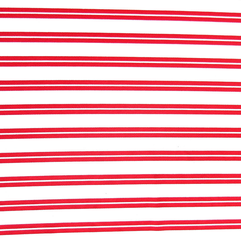 Swim Knit Nylon Spandex Double Red and White Stripe By The Yard