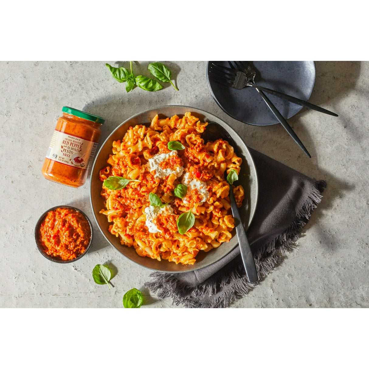 Organic Roasted Red Pepper & Almond Pesto – Rich & Savory Spread, 9.87 oz