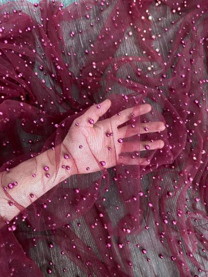 Pearl Tulle Burgundy
