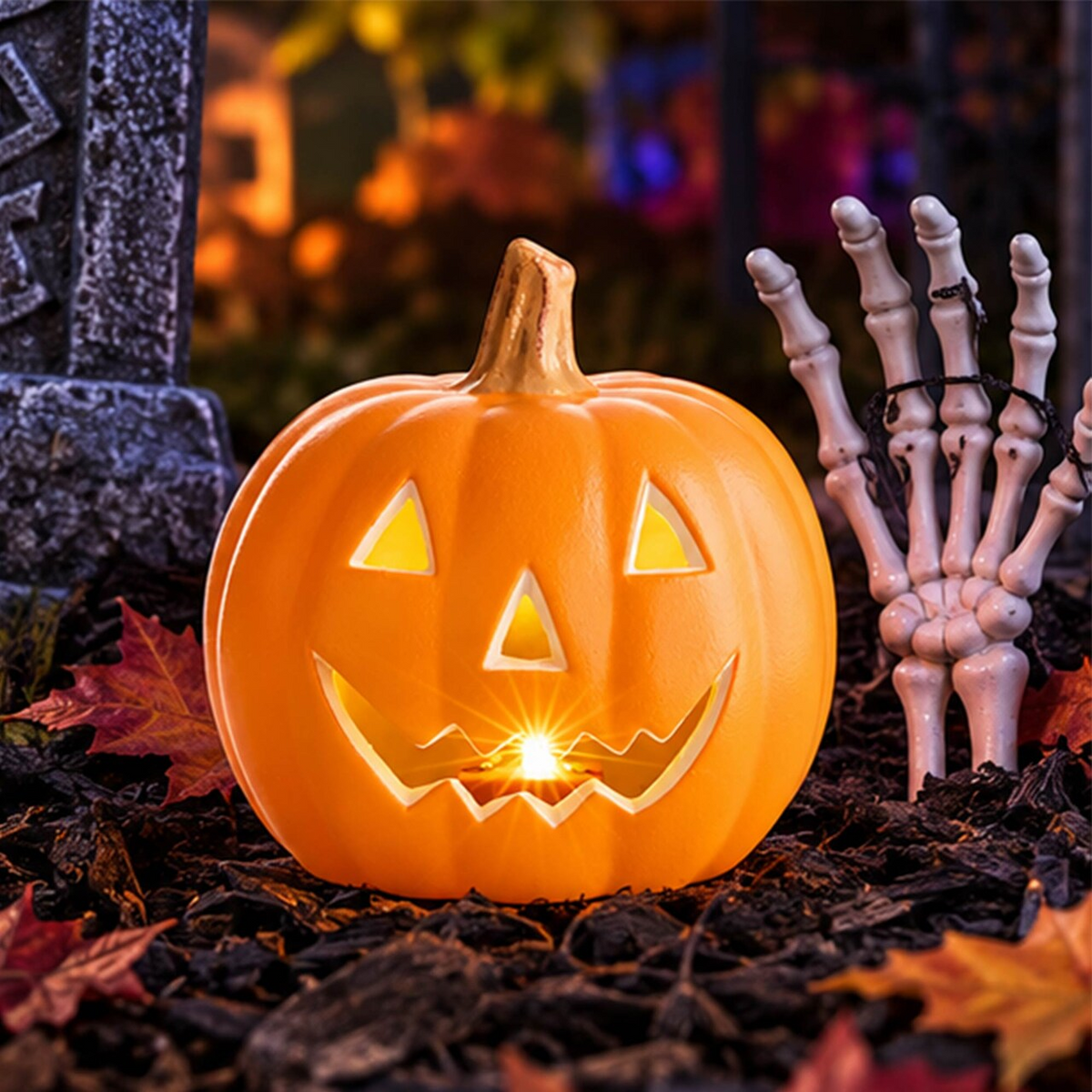 Orange Jack-o'-Lantern Blow Mold 4-Inch Halloween Pumpkin Decor