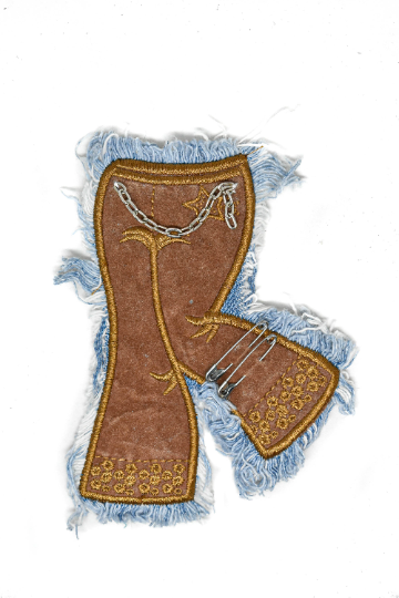 Applique Brown Cowboy Jean 5.50 x 3.50