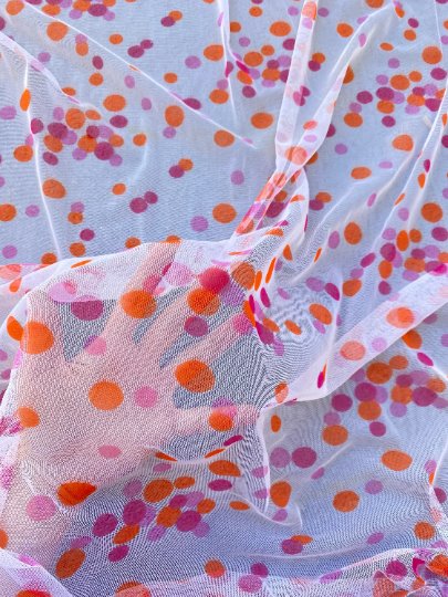 Polka Dot Tulle Pink Orange