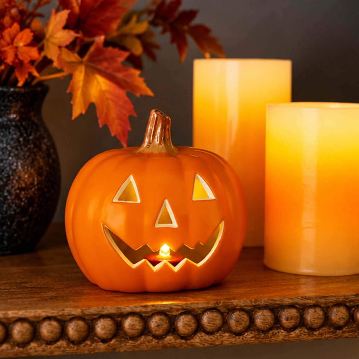 Orange Jack-o'-Lantern Blow Mold 4-Inch Halloween Pumpkin Decor