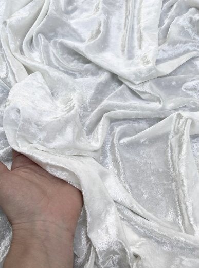 Stretch Crushed Velvet White
