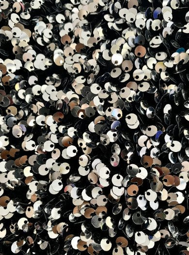 Stretch Sequin on Velvet Silver/Black