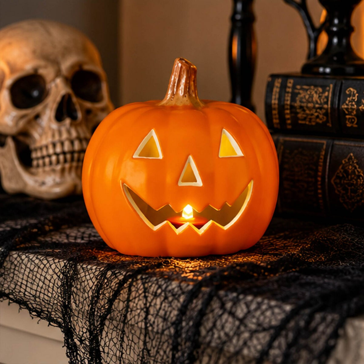 Orange Jack-o'-Lantern Blow Mold 4-Inch Halloween Pumpkin Decor