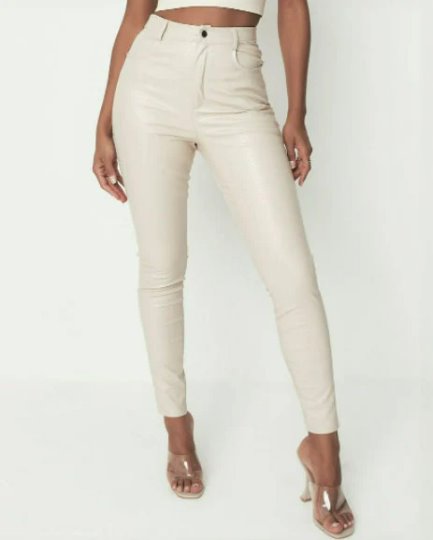 Off White Stretch Faux Leather