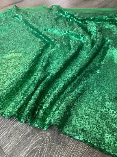 Stretch Sequin on Mesh Green