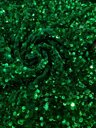 Stretch Sequin on Velvet Emerald Green