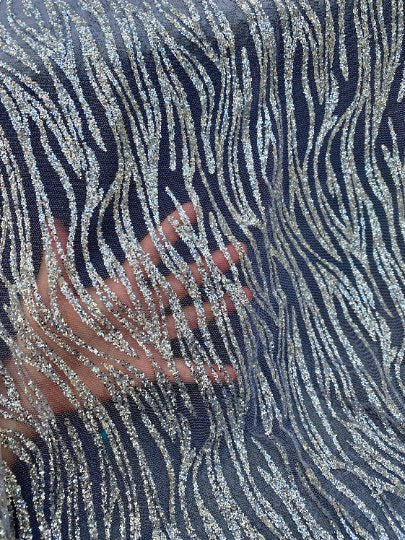 Glitter Lace Silver Wave Design