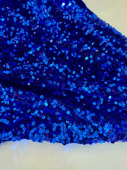 Stretch Sequin Velvet Royal Blue