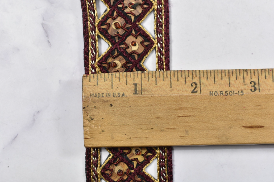 Beaded Rhinestone Floral Trim 1.5"