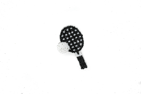 Embroidered Tennis Applique Black White Sequins Beads