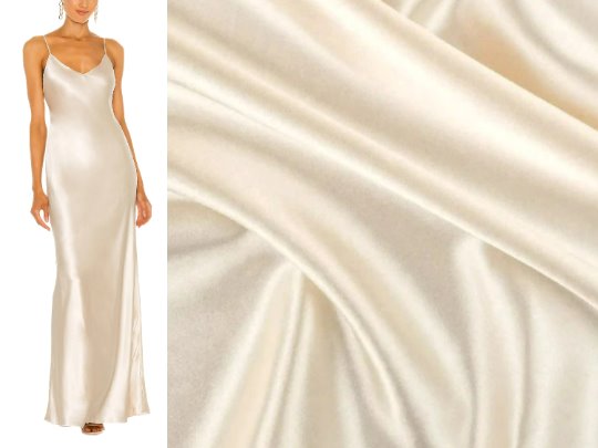 Ivory Silky Stretch Satin