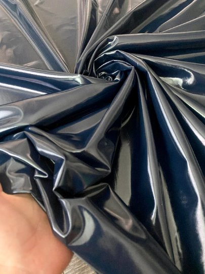 Navy Glossy Stretch Patent Leather Latex