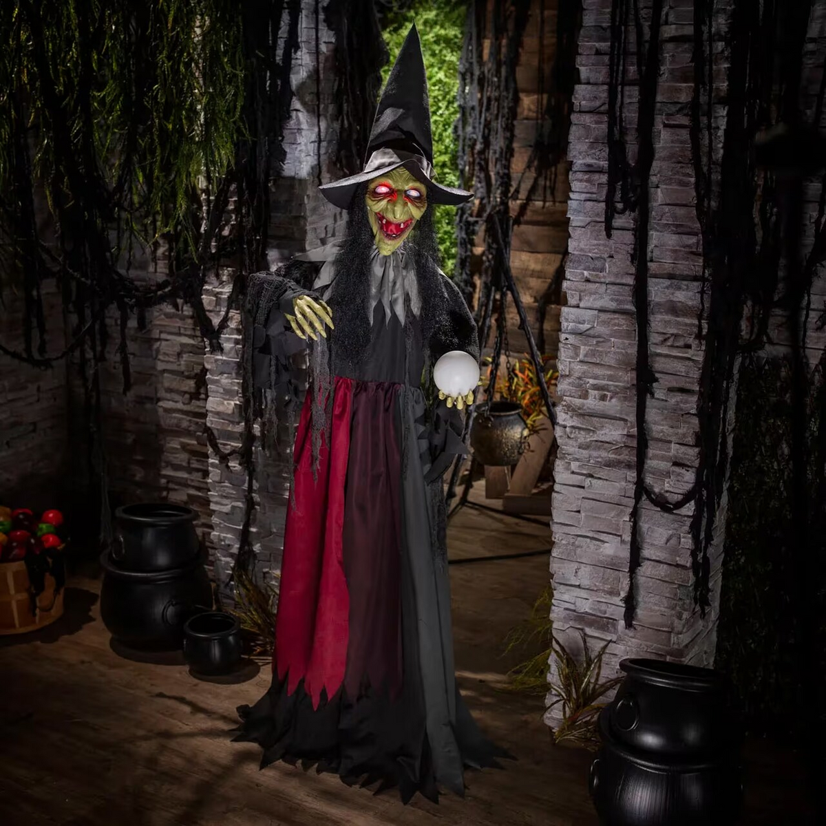 6 Ft Animated Talking Witch Halloween Decoration Light Up Face
