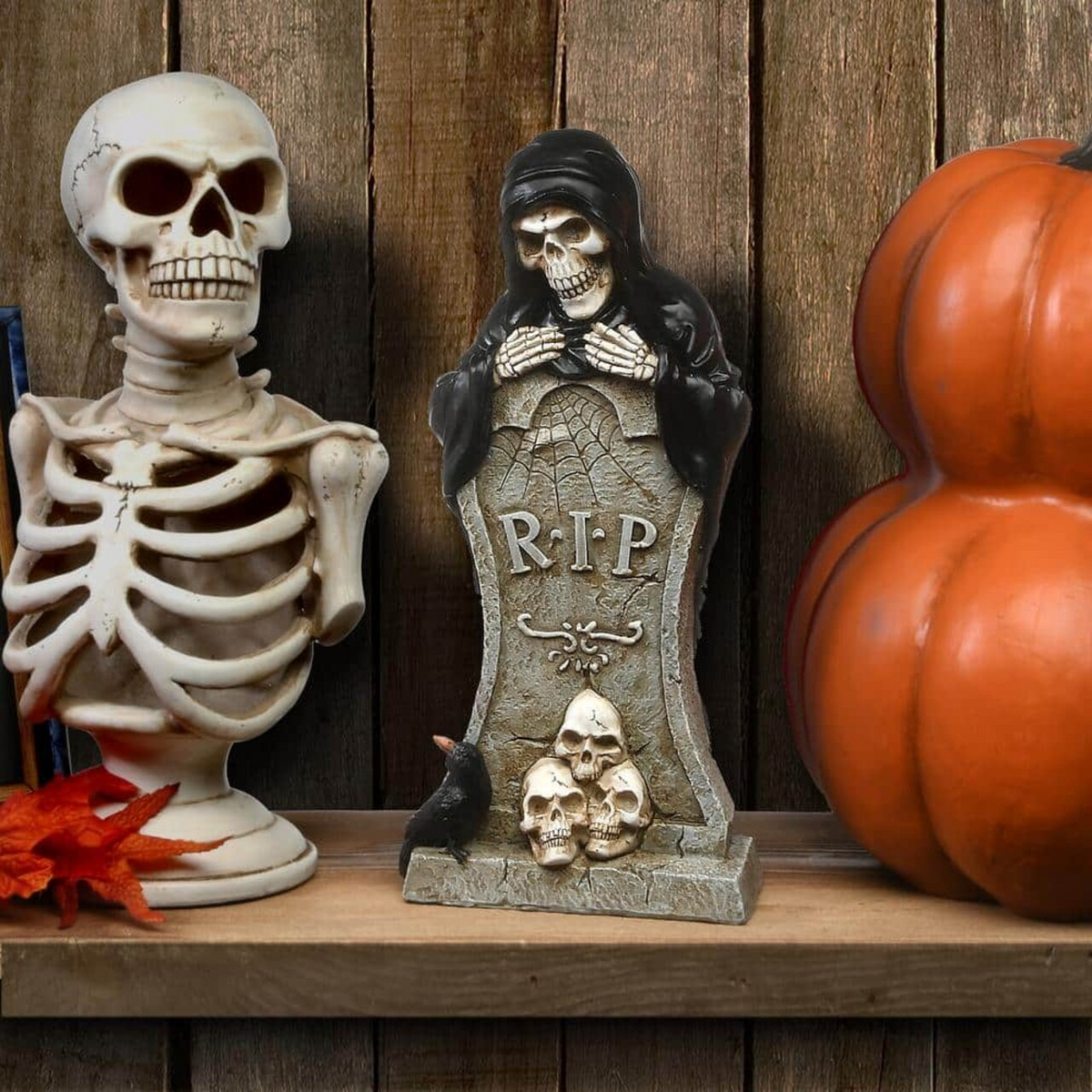 12 Inch Tombstone and Skeleton Reaper Halloween Decoration
