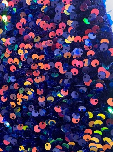 Iridescent Sequin on Velvet Blue