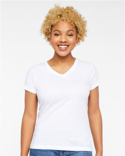 Women's Fine Jersey Short Sleeve V-Neck Tee