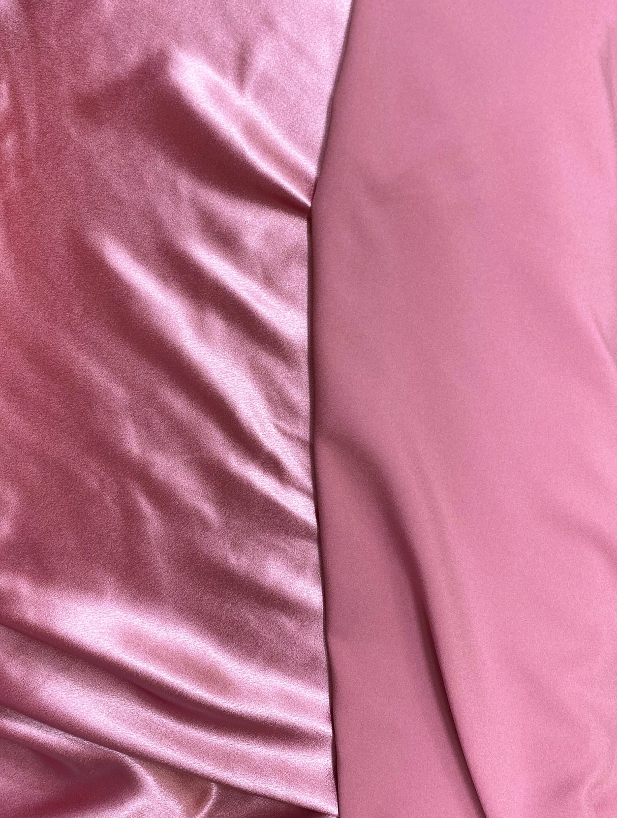 Crepe Satin Polyester Fabric - Dusty Rose, Shiny Matte Finish, 58" Width (1 Yard)