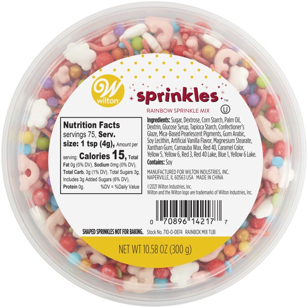 Wilton Bright and Colorful Rainbow Sprinkles Mix, 10.5 oz. Tub