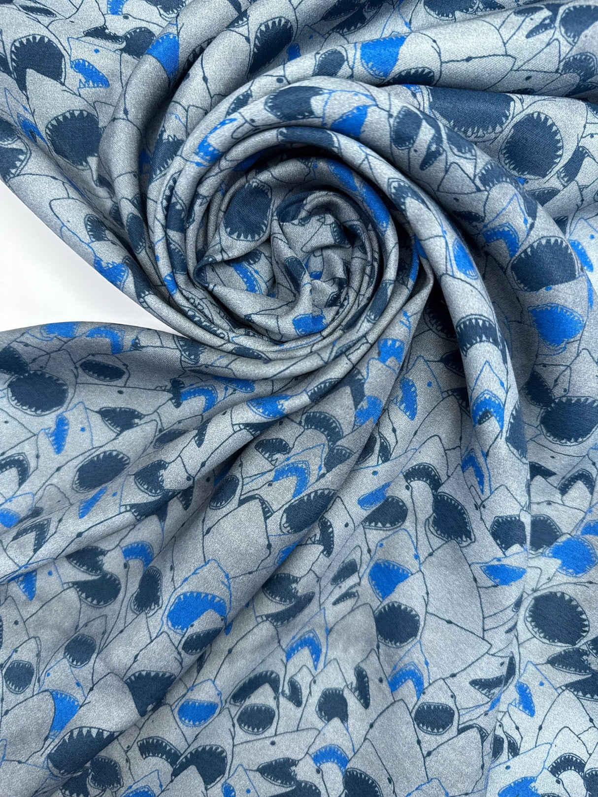 Viscose Printed Blue Gray Staple Fabric