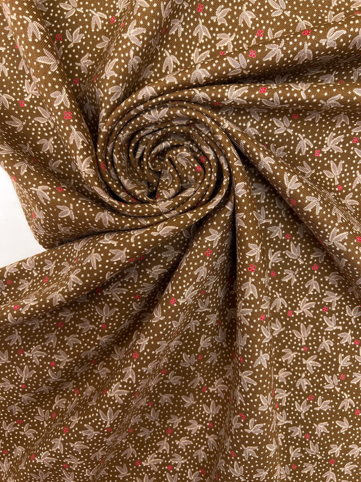 Acrylic Twill Floral Brown Beige