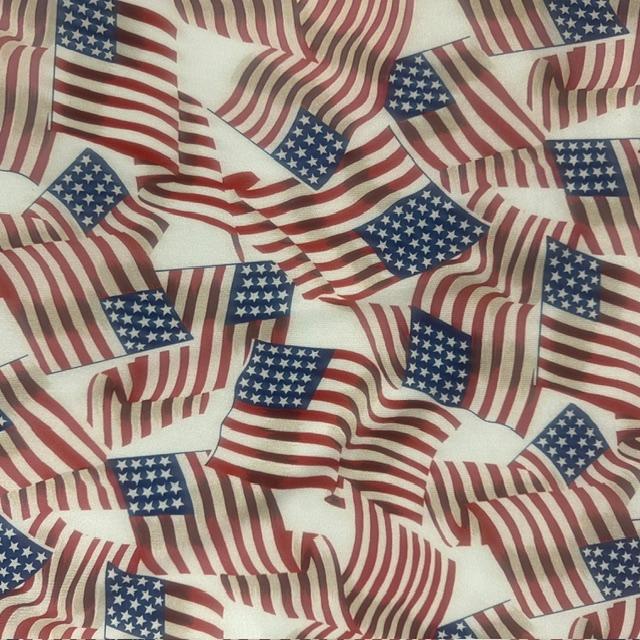 US Flag Print Spandex Fabric 4-Way Stretch Red White Blue 60"