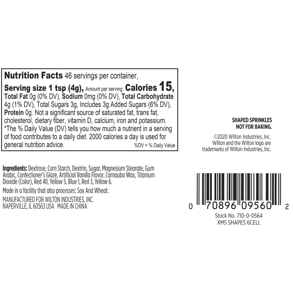 Wilton Holiday Shapes 6-Cell Sprinkles 6.02oz