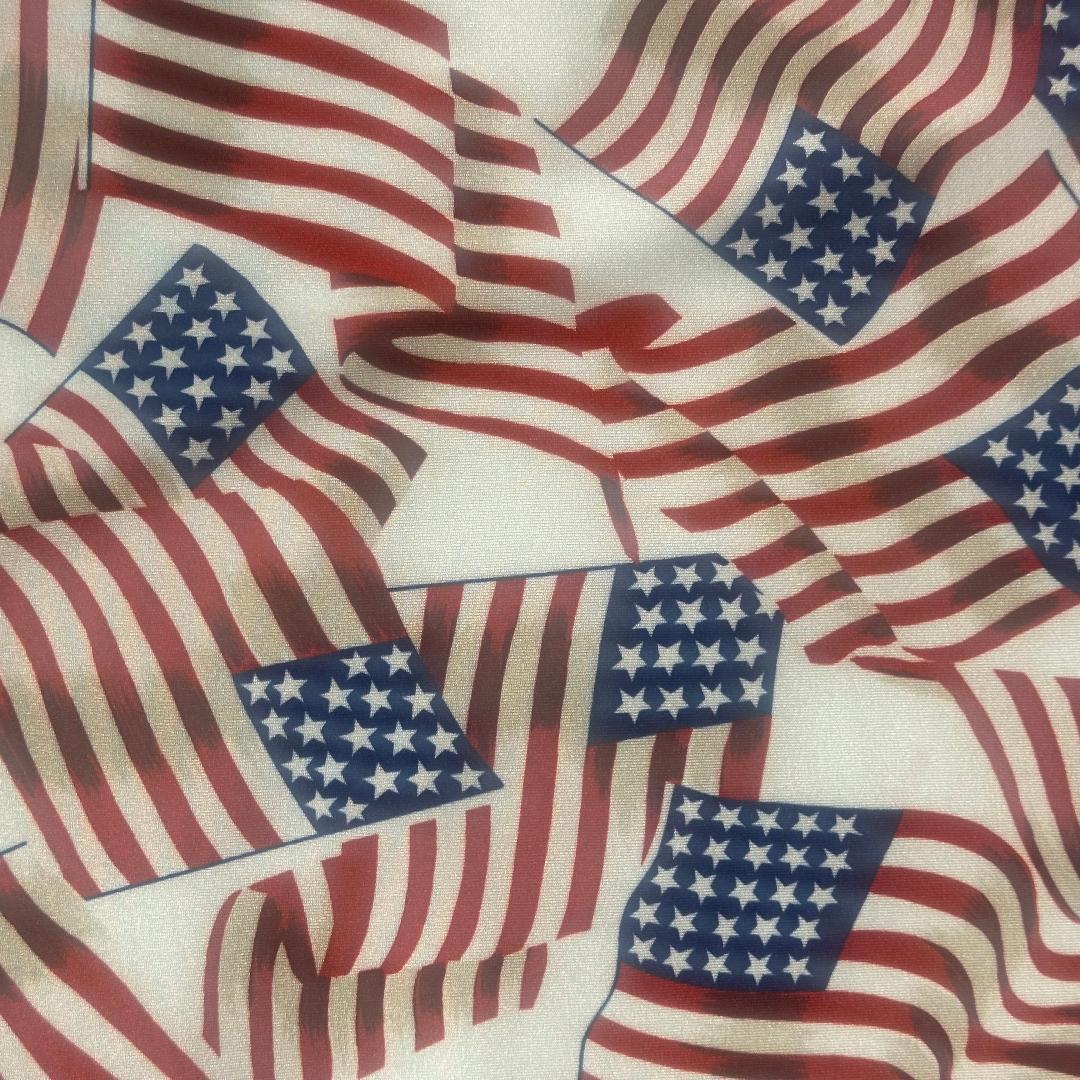 US Flag Print Spandex Fabric 4-Way Stretch Red White Blue 60"