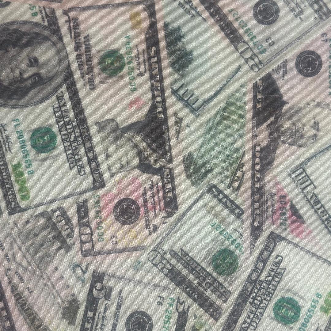 Money Print Spandex Fabric 4-Way Stretch Multicolor 60"