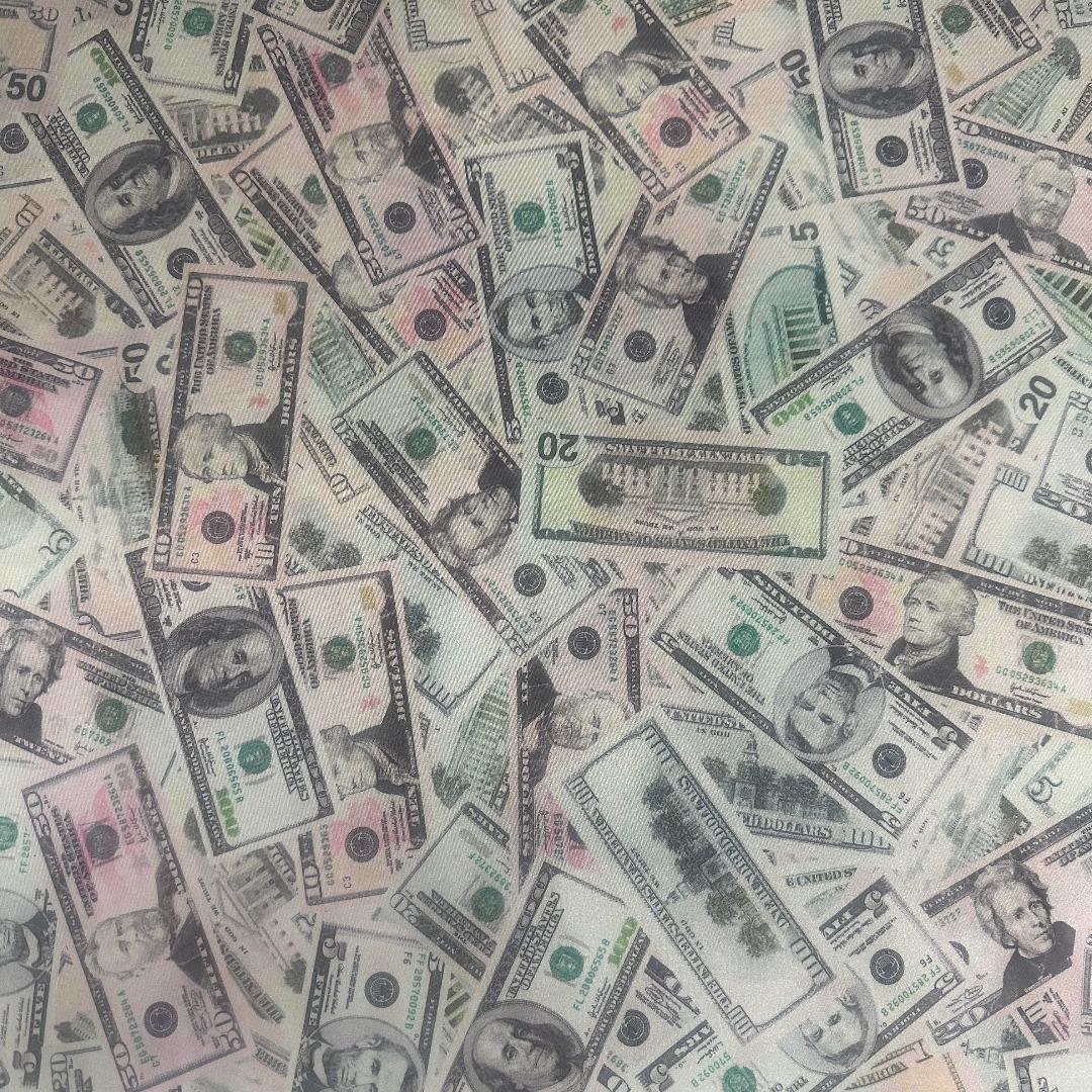 Money Print Spandex Fabric 4-Way Stretch Multicolor 60"