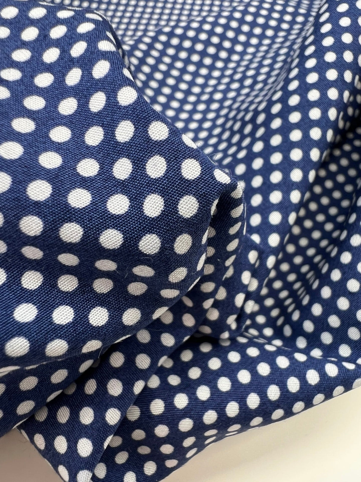 Cotton Poplin Blue Polka Dot