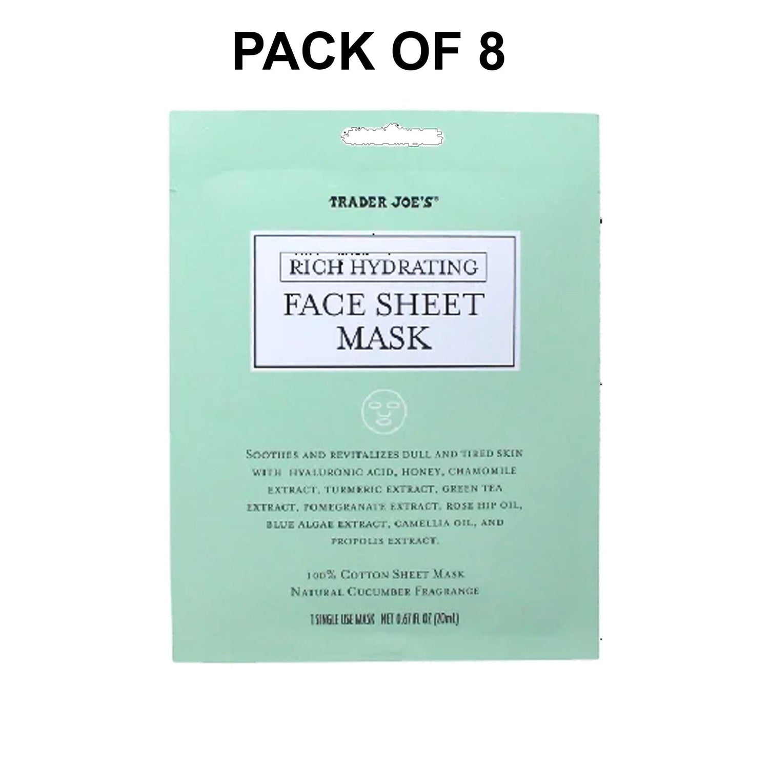 Trader Joe’s Rich Hydrating Face Sheet Mask Natural Cucumber Fragrance | 0.67 Fl Oz