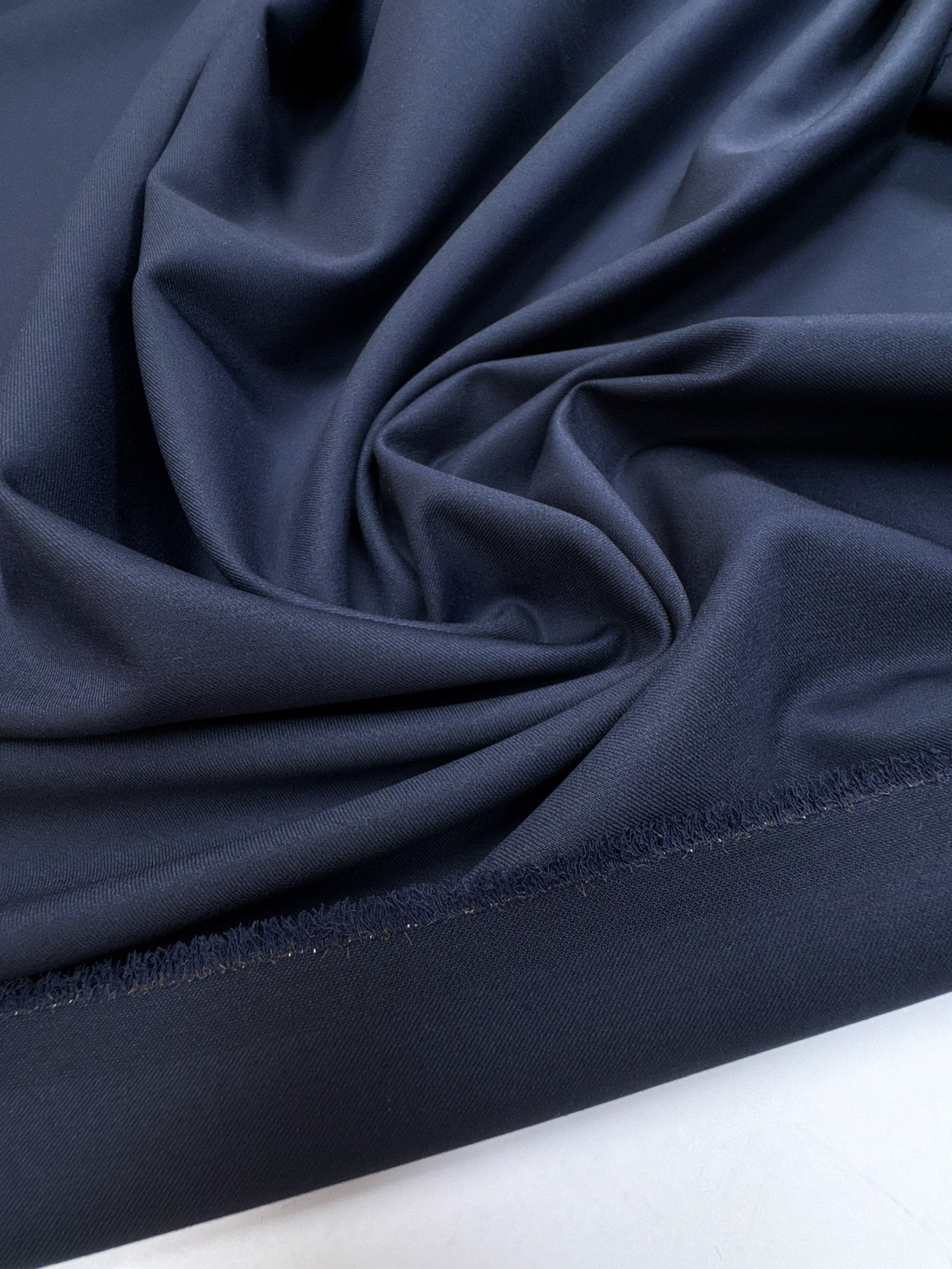 Blue Virgin Wool Stretch Twill