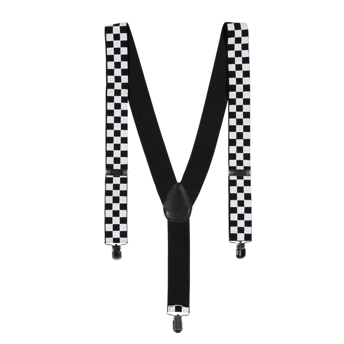 Black & White Checkered Suspenders - Adults