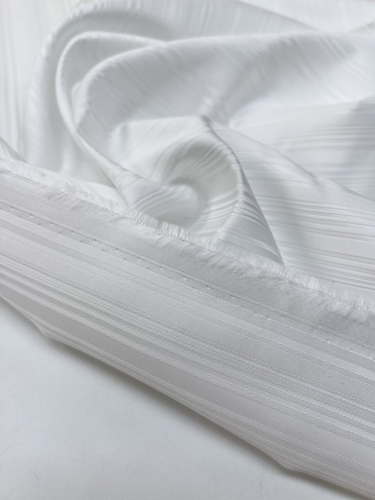 White Striped Jacquard Polyamide Fabric