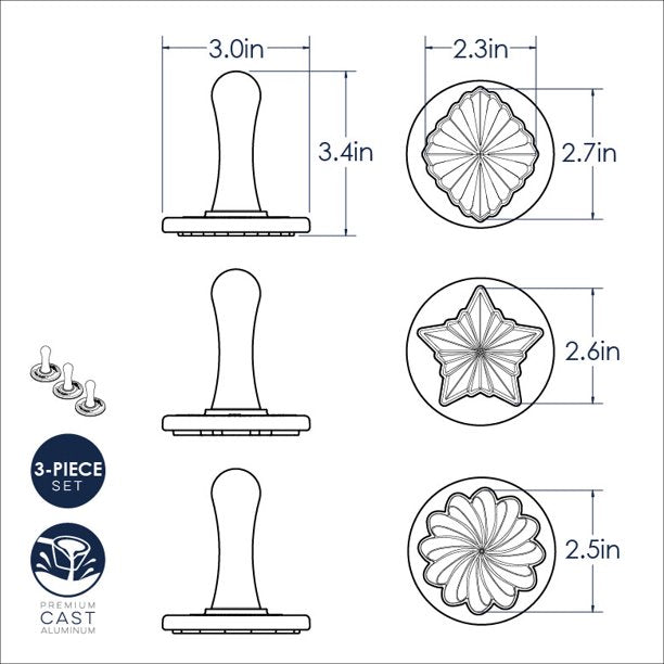 Nordic Ware Cookie Stamps Pretty Pleated 3 pack