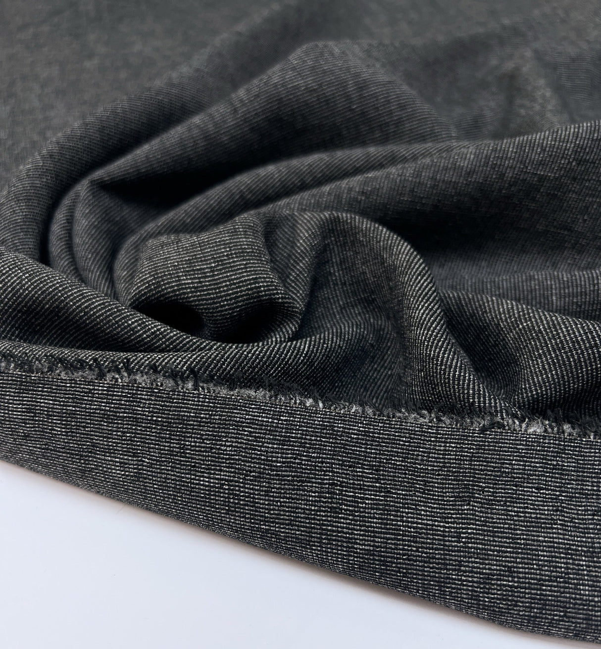 Wool Rep Weave Suiting Fabric Gray Black