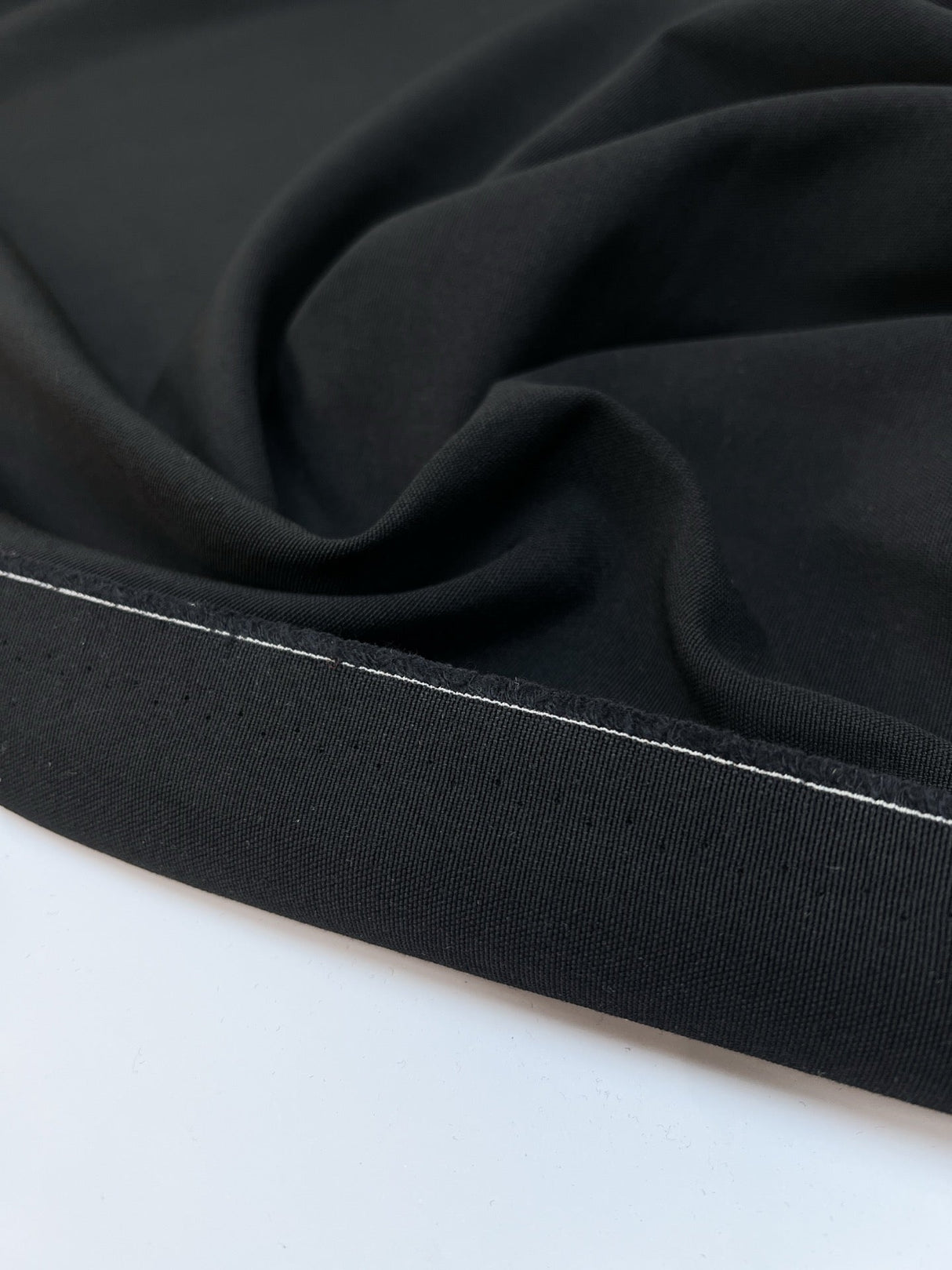 Black Wool Cotton Moiré Fabric