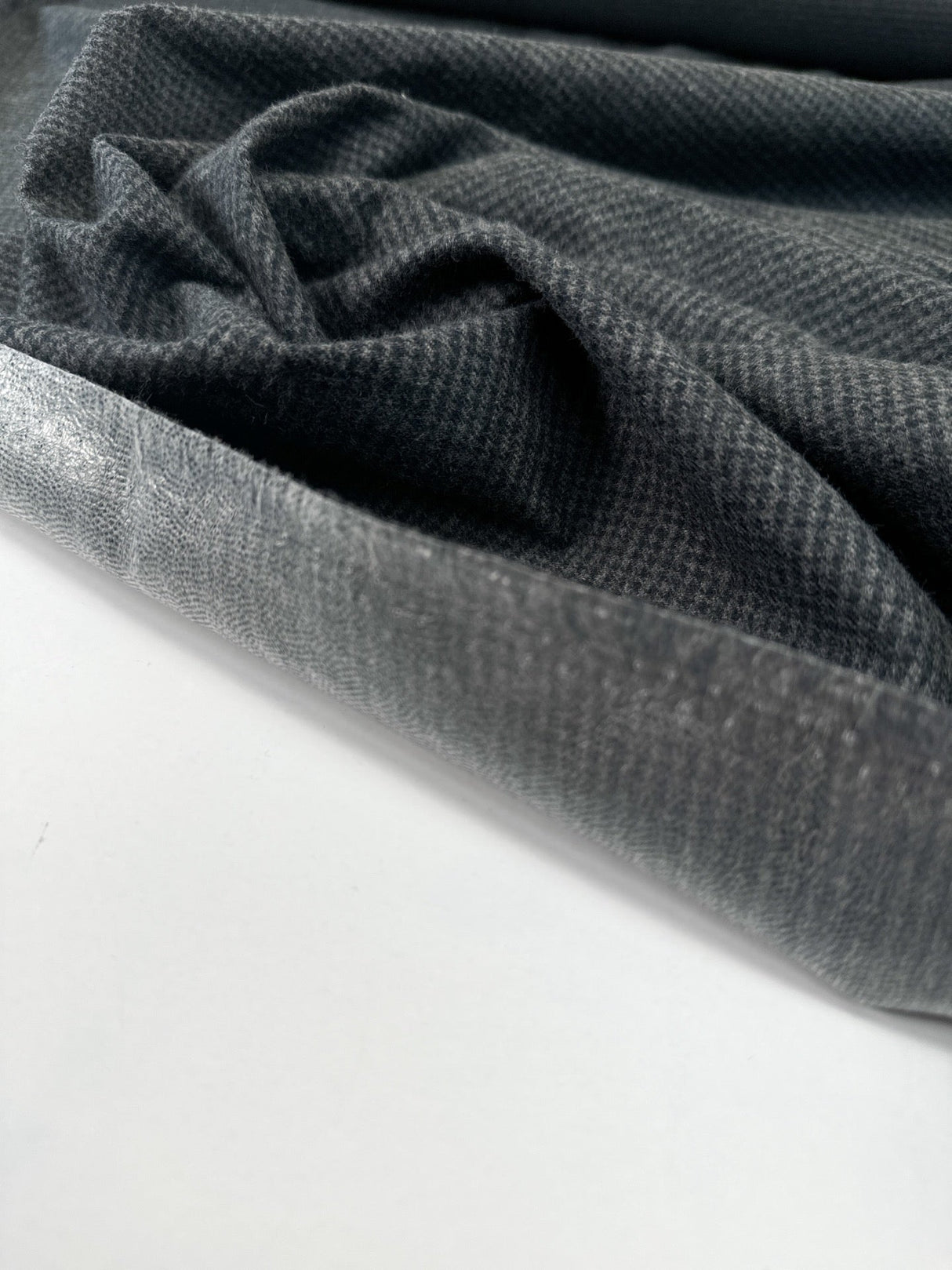Viscose Blend Bonded Houndstooth Gray Blue